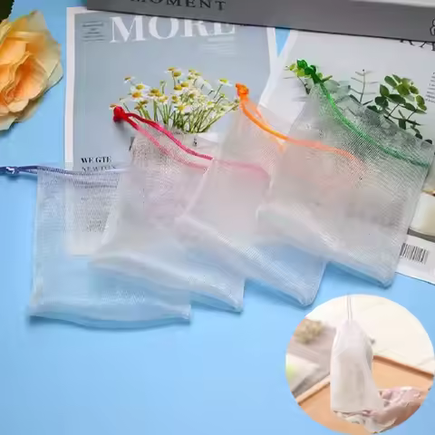 10PCS Hangable Soap Foaming Net Shower Bathroom Facial Cleanser Body Cleaning Soap Mesh Glove Bubble
