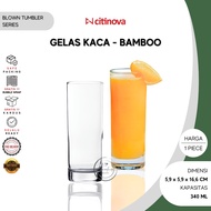 Citinova Highball Glass Bamboo 340 ml Clear Glass Cup Mug Juice Tea Coffee Drink Aesthetic