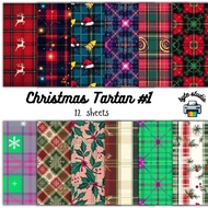 12 Sheets Christmas Tartan 1 by byte studio | Cardstock Craft Paper Journal Stationery