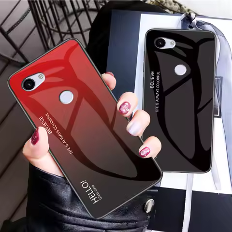 For Google Pixel 2 3 XL Case Colored Tempered Glass Gradient Back Cover Hard Case for Google Pixel 3
