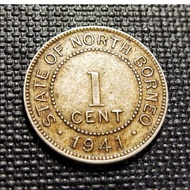 British North Borneo Old Coin 1 Cent Year 1941 - Original Patina Sharp Detail