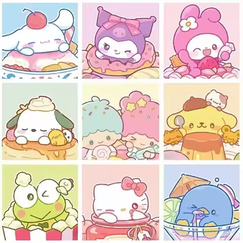 5D DIY Diamond Painting Cute Kuromi Hello Kitty My Melody Art Full Drill Rhinestone Mosaic Wall Deco