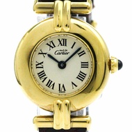 CARTIER Must Colisee 鍍金皮革石英女士手錶 590002 BF571679