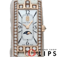 Harry Winston Avenue C 迷你月相腕錶，鑲鑽錶圈，錶殼，AVCQMP16RR001，帶錶盒、保固卡，18K 玫瑰金/皮革錶帶，女士腕錶，白色錶殼，拋光，成色極佳 [二手]