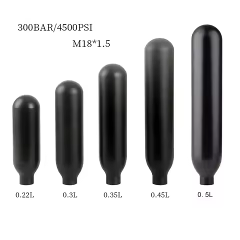 HPA 0.22L 0.3L 0.35L 0.45L 0.5L Scuba 300BAR 4500PSI Gas Cylinder CO2 Soda Water Air Tank For Statio