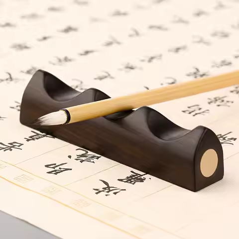Black Wood Calligraphy Pen Holder Brush Rack Desk Writing Support Paint Stand Storage Penholder Ink 