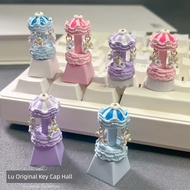 keycaps custom keycaps Carousel Keycap DIY Creative Alloy Carousel Universal Axis Mechanical Keyboar