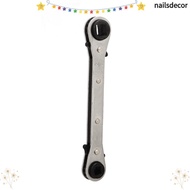 NAILSDECOR 2pcs Ratcheting Refrigeration Wrench, Double Head / Double Ended with Hex Bit Adapter HVA