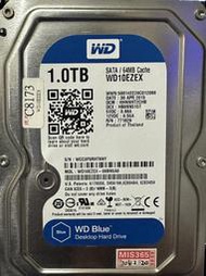 WD 1T 3.5吋硬碟 WD10EZEX-00BN5A0 良品 無壞軌 灌系統 資料備份的最愛 NO.1072