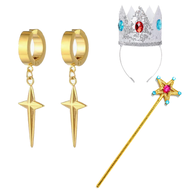New  ✨ Rosalina Dress Cosplay Adult Women Costume Fantasia Earrings Crown Magic Set Game Role Play P