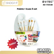 V-TEC RD 1725 BR 6 Pcs Painting Palette Set with 6 Brushes and White Oval Plastic Palette - SHSNP
