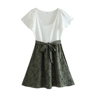 Green Vines Flower Mini Dress 71034