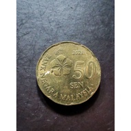 Duit Syiling 50 Sen Tahun 2021 Error Coin