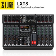 XTUGA LXT8 DJ Mixer 8 Channel Multipurpose Professional Audio Mixer, Support Bluetooth/USB/MP3 Playback, Built-in 99 DSP Digital Effect with 48V Phantom Power, 7-band equalizer, Re