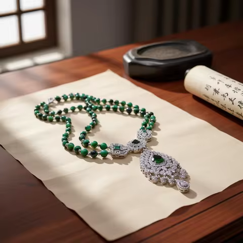Y·YING 2 Strands Green Tiger Eye Cz Pave Pendant Necklace Gemstone Necklaces Jewelry Women