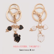 cute black white cat bff friendship mathcing keychain couple bestie best friend gift matching