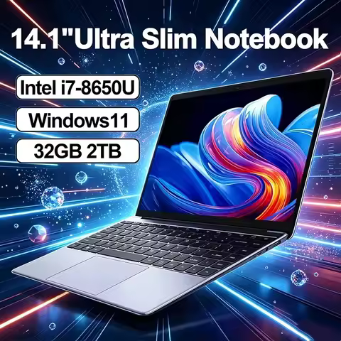 14.1 Inch Office Laptop Windows 11 Intel Core I7 8650U 32GB 2TB Notebook Computer PC 1920*1080P HD 1