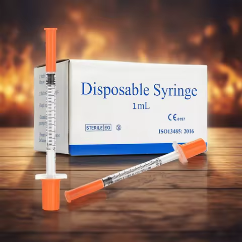 100pcs/box 1ml 30G*8mm Disposable Plastic Veterinary Syringe Orange Cap Sterile Insulin Syringe With