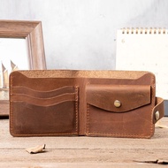 NT008 button men's genuine leather short wallet ba NT008纽扣男士真皮短款钱卡包新款简约钱夹薄款头层牛皮青年皮夹 260113SS