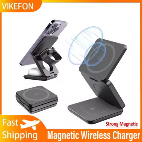 Magnetic Wireless Charger 3 in 1 Stand For Macsafe iPhone16 15 14 13 12 Apple Watch 8 7 6 Airpods Pr