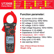 Uni-t UT206B UT207B UT208B True RMS เครื่องวัดแรงดันไฟฟ้าดิจิทัล VFC 1000A 1000V DC/AC