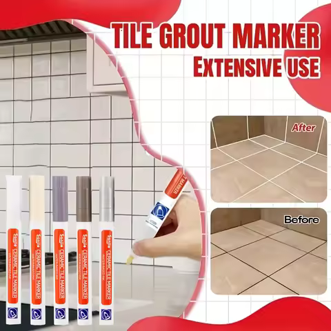 1Pcs Waterproof Ceramic Tile Grout Marker Pen, White Tile Repair Pen with Anti-Mold Filler, Bathroom