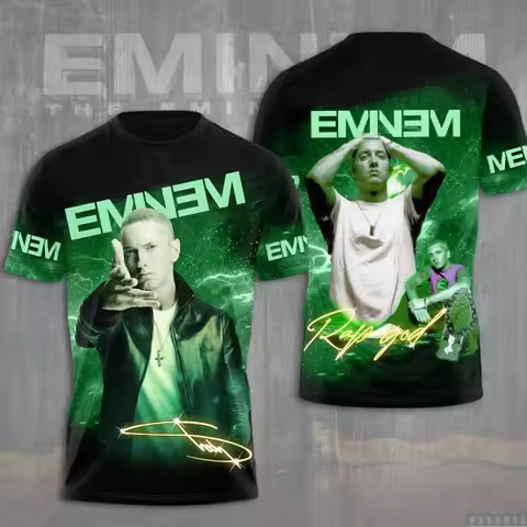 Rapper Eminem 3D Printing Men Women T-shirt O-neck Short Sleeve Hip Hop Rap Rock Top Casual Streetwe