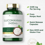 Carlyle Glucomannan (Konjac Root) Capsules 200 Count Soluble Fiber Pills Non-GMO, Gluten Free Supple