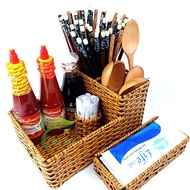 Rattan rectangular chopsticks and spoon tray for eateries, restaurant and home chopsticks and spoon 
