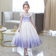 * Girls Frozen Dress Elsa White Dress Cosplay Costume For kids *