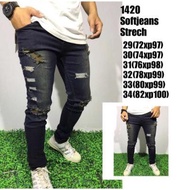 Men 's Jeans Denim Guys Premium Distro Slimfit P7E0 Long Ripped Fit