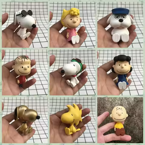 Cartoon Snoopy Charlies Browns Spike Woodstock Action Figures Cute White Puppy Model Ornament Deskto