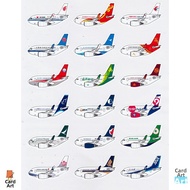 Non-drying Adhesive Sticker Q Version Airbus A320 Painted 18 Airlines Travel Luggage Plane Passenger