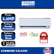 ACSON 2.5HP AVO Series Wall Mounted R32 Non-Inverter Air Conditioner A3WM25N/A3LC25C