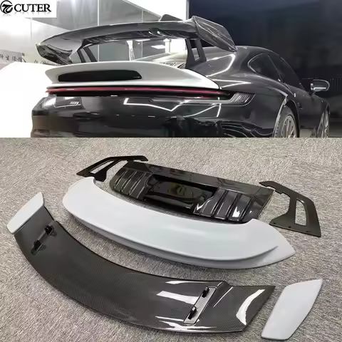 911 992 GT3 Style Dry Carbon Fiber Rear Spoiler Fiber Glass Wing for Porsche 911 992 Carrera Car Bod