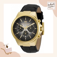 Technomarine 820014 Moonsun Chronograph Black Dial Gold Bezel Black Leather Strap 42mm Men's Watch