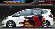 STICKER VARIASI SPIDERMAN MOBIL HONDA BRIO AGYA JAZZ AVANZA YARIS / DECAL STICKER MOBIL JAZZ / STIKE