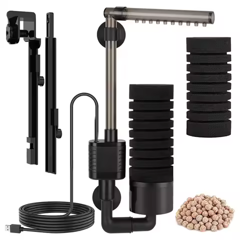 Quiet USB Aquarium Filter Single Sponge Filter Fish Tank Filter Wave Maker Oxygenator for Salt Water
