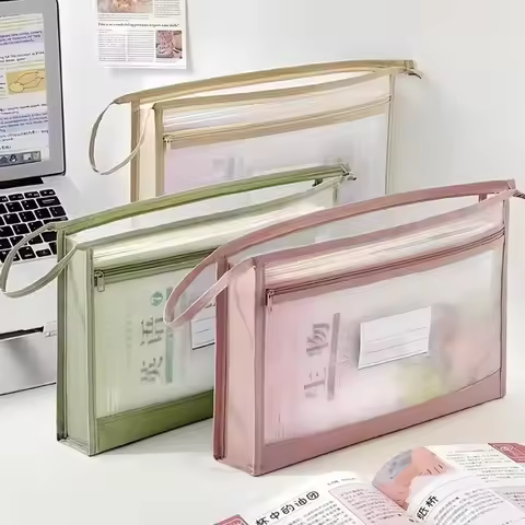 Large A4 Transparent Mesh Organizer With Double Zipper - A Spacious Portable Manual Storage Bag