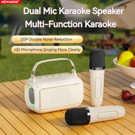 Newmsnr Dual Microphone Karaoke Speaker Sound System Wireless Bluetooth Lossless Sound Amplifier Bluetooth Speakers With 2 Wireless Microphones Outdoor Family KTV Stereo Mic Big Sound Speaker Set Karaoke Player bluetooth 5.0 Wireless Microphone Speaker