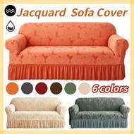 1/2/3/4 Seaters Jacquard Skirt Sofa Cover L-shape Sofa Protector Universal Retractable Slipcover