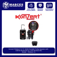 Konzert PANALO 15 15" 450W Portable Trolley Speaker with USB/SD Bluetooth & 2 UHF Wireless Mic