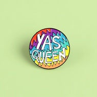 Creative YAS QUEEN Brooch Unique Rainbow QUEEN Brooch Pin Feminism Bag Badge Accessories