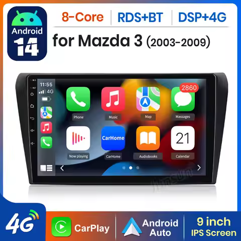 AWESAFE AI 4G LTE Wireless CarPlay Android Auto Car Radio For Mazda 3 BK 2004 2005 2006 2007 2008 20