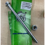 C70 GBO YAMAHA Y80 FRONT WHELL SHAFT & NUT M10X165MM -SHAFT &NUT RODA DEPAN -BY STRONGER CHARACTER