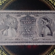 Uang De Javasche Bank Wayang 25 gulden 1939 fine