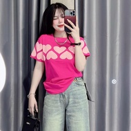 Áo Thun Nữ Dáng Vừa [Mã B09] Form 40~60kg Hình Tim Xinh Yêu Vải BORIP Cotton Mềm Mát Co Dãn 4 Chiều 