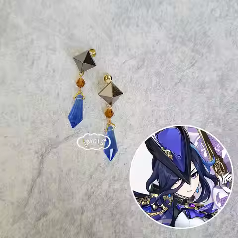 Anime Clorinde Genshin Impact Cosplay Costume Earclip Earrings Ear Studs Accessories Game Jewelry Pr