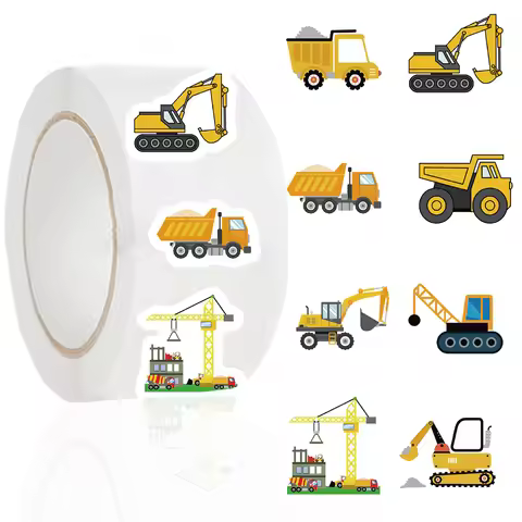 500Pcs Construction Vehicle Sticker Roll For Kids Reward Encourage Sticker For Labels Thank You Stic