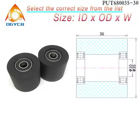 1pcs 10x35x30 Polyurethane Flat Press Wheel PUT680035-30 PU Coated Roller With Double Bearing 10*35*